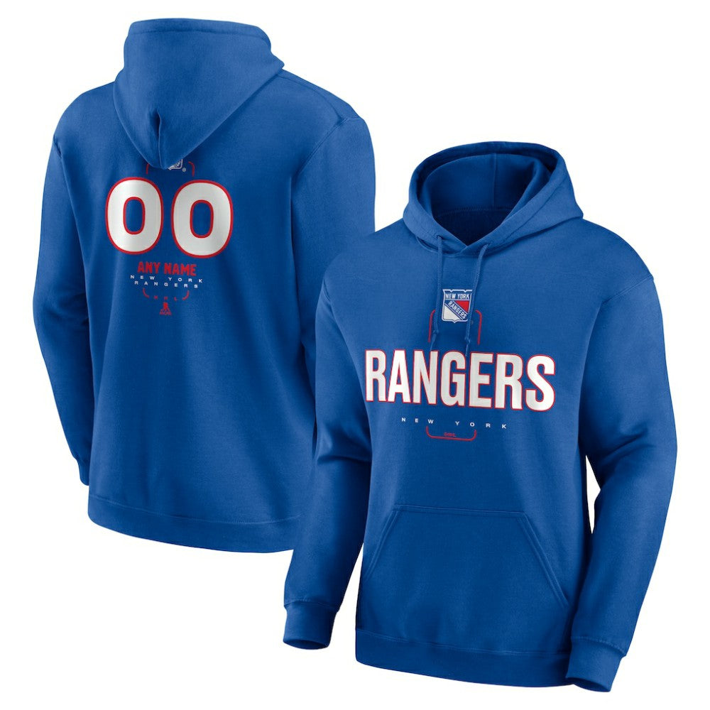 New York Rangers Personalized Name & Number Midfielder Pullover Hoodie