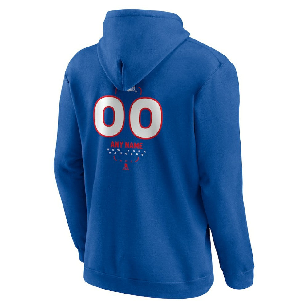 New York Rangers Personalized Name & Number Midfielder Pullover Hoodie