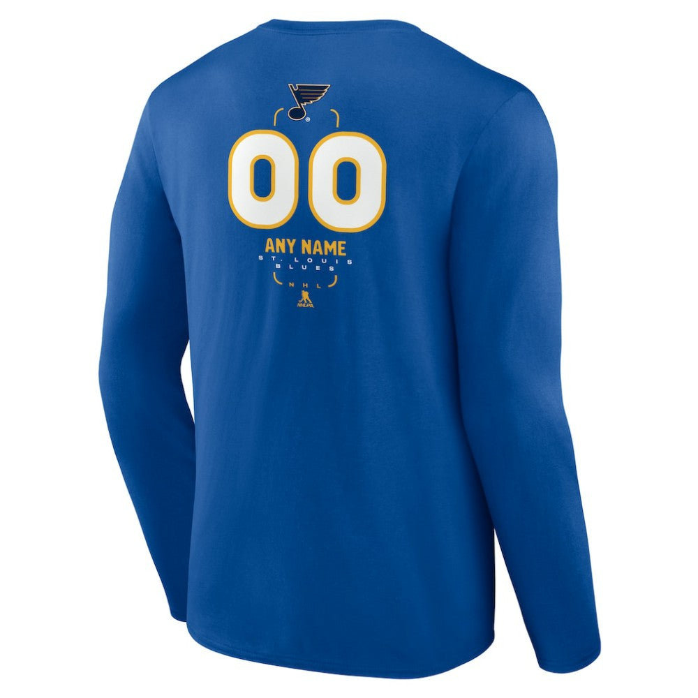 St. Louis Blues Personalized Name & Number Midfielder Long Sleeve T-Shirt