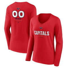 Washington Capitals Women's Personalized Name & Number Midfielder Long Sleeve V-Neck T-Shirt