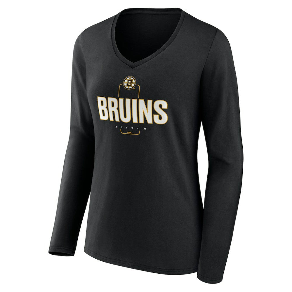 Boston Bruins Women's Personalized Name & Number Midfielder Long Sleeve V-Neck T-Shirt