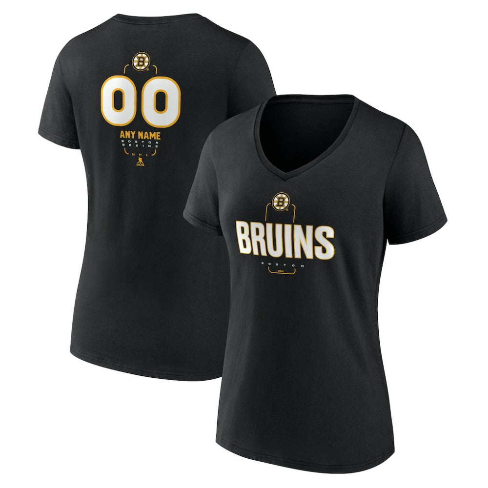 Boston Bruins Women's Personalized Name & Number Midfielder V-Neck T-Shirt