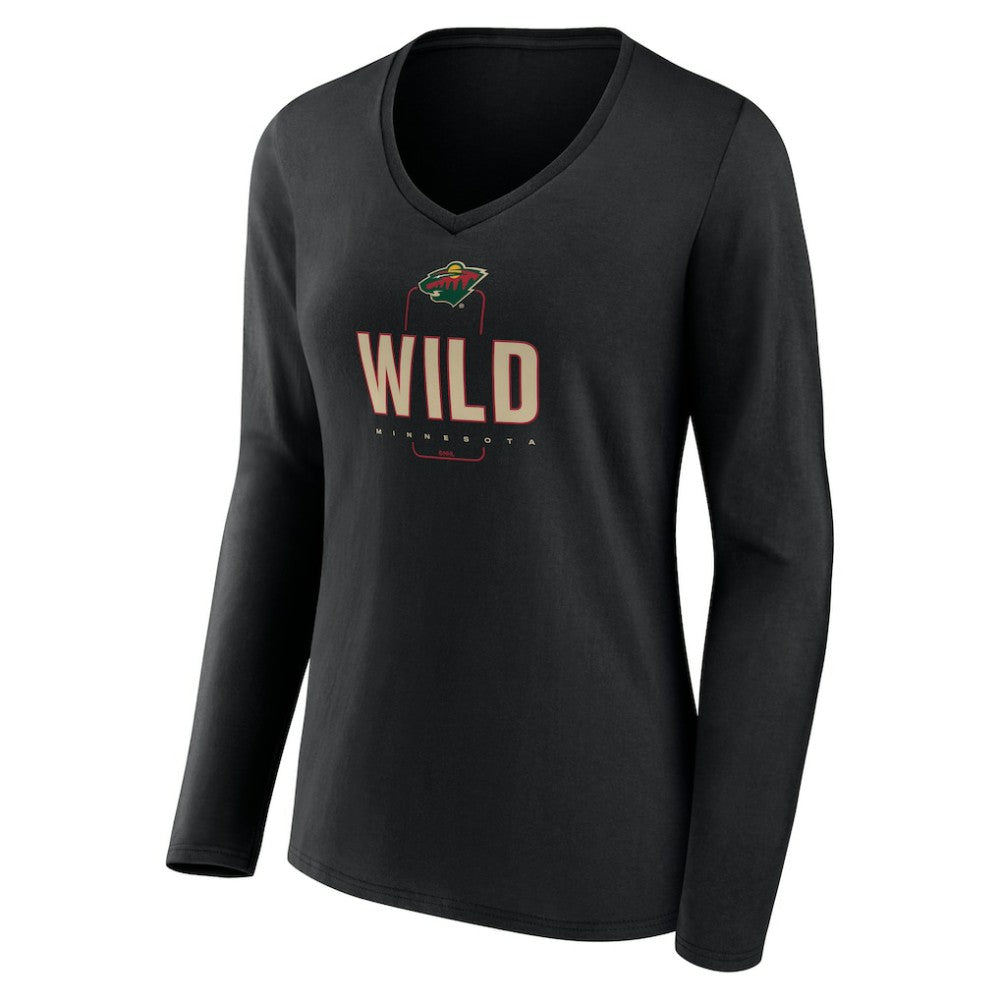 Minnesota Wild Women's Personalized Name & Number Midfielder Long Sleeve V-Neck T-Shirt