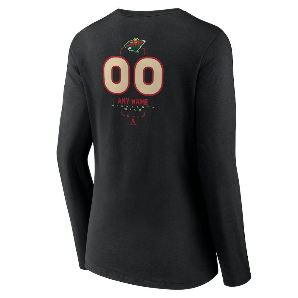 Minnesota Wild Women's Personalized Name & Number Midfielder Long Sleeve V-Neck T-Shirt