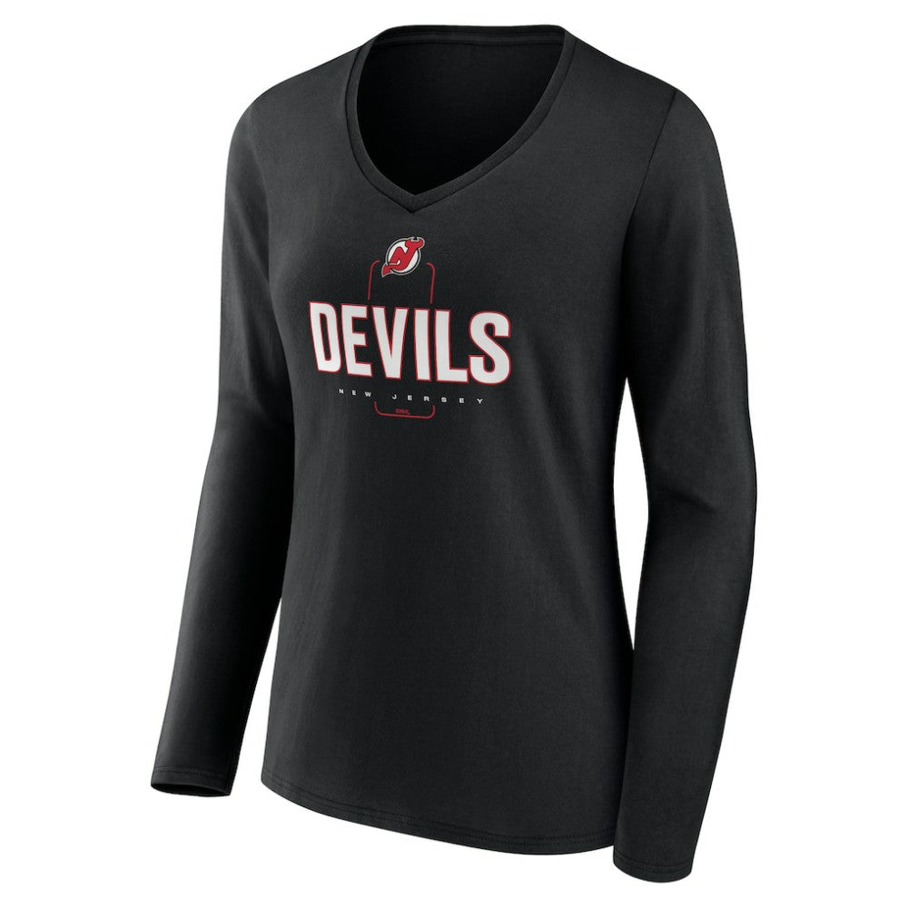 New Jersey Devils Women's Personalized Name & Number Midfielder Long Sleeve V-Neck T-Shirt