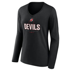 New Jersey Devils Women's Personalized Name & Number Midfielder Long Sleeve V-Neck T-Shirt