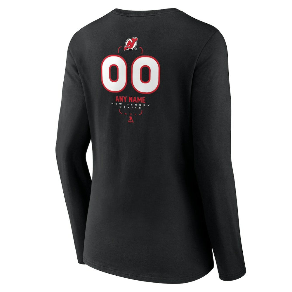 New Jersey Devils Women's Personalized Name & Number Midfielder Long Sleeve V-Neck T-Shirt