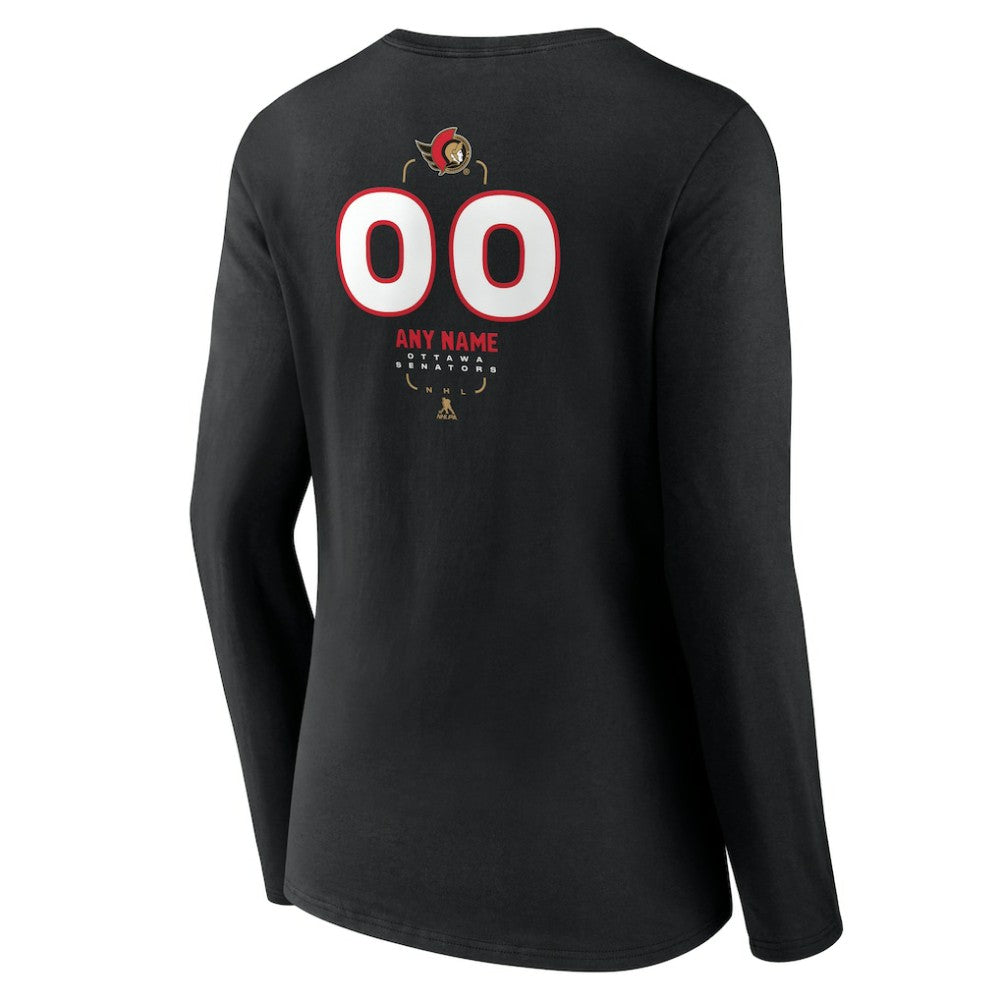 Ottawa Senators Women's Personalized Name & Number Midfielder Long Sleeve V-Neck T-Shirt