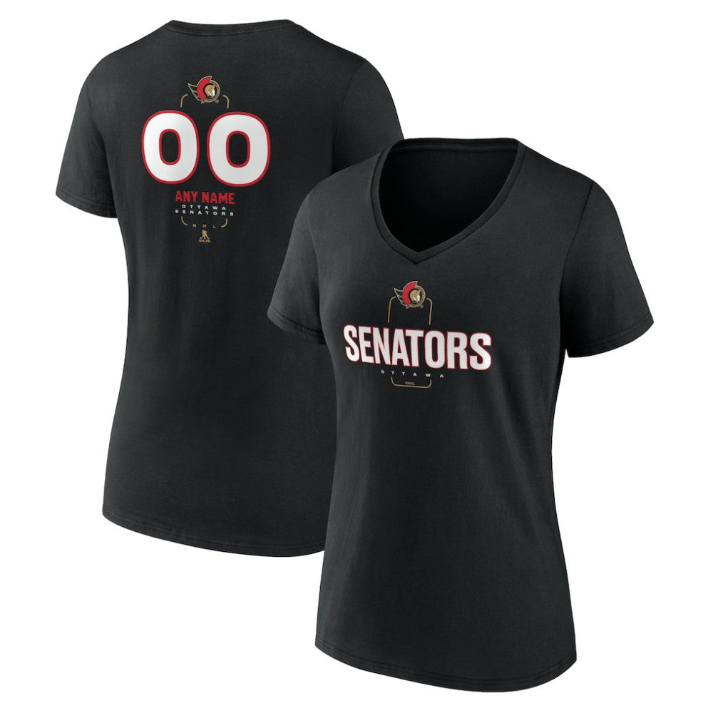 Ottawa Senators Women's Personalized Name & Number Midfielder V-Neck T-Shirt