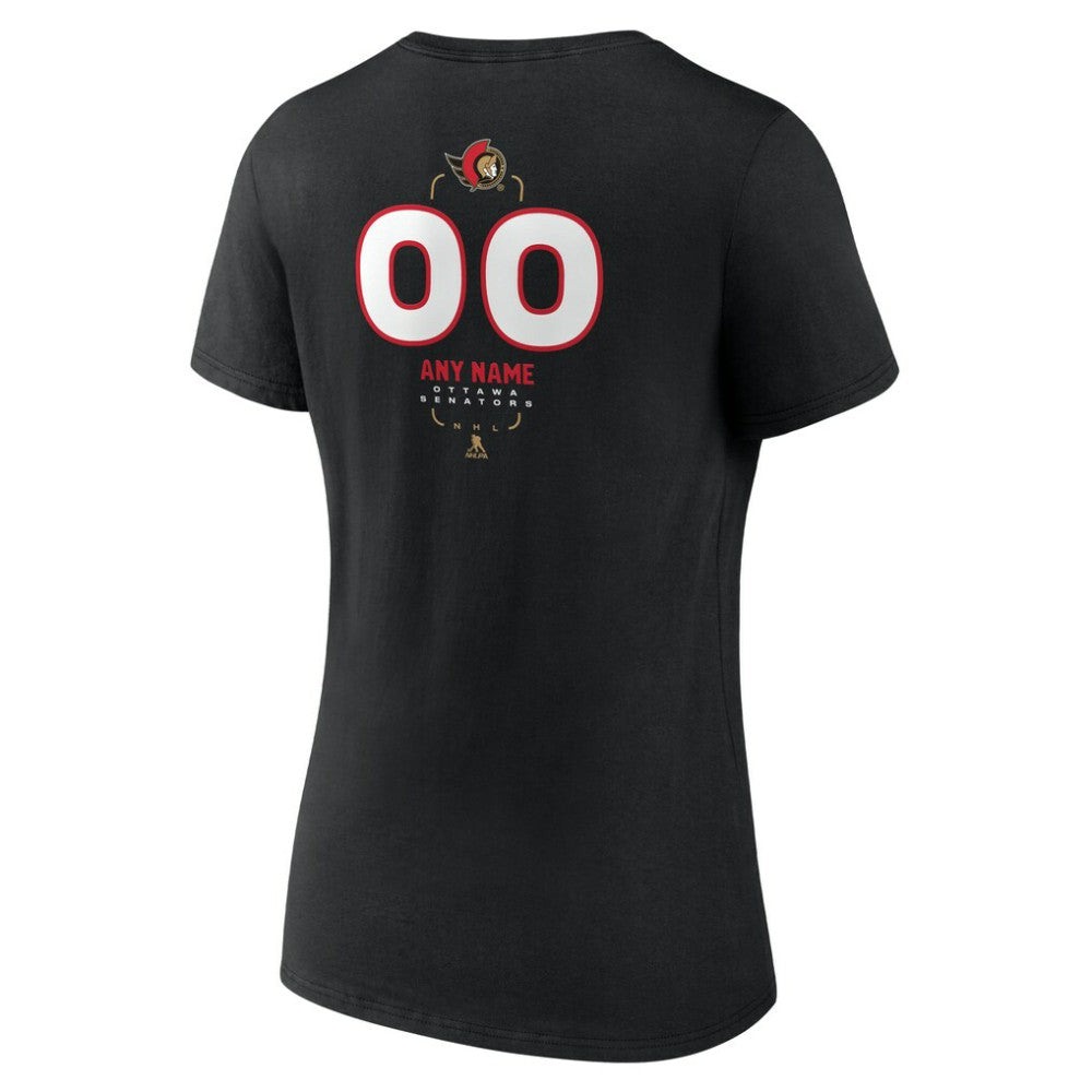 Ottawa Senators Women's Personalized Name & Number Midfielder V-Neck T-Shirt