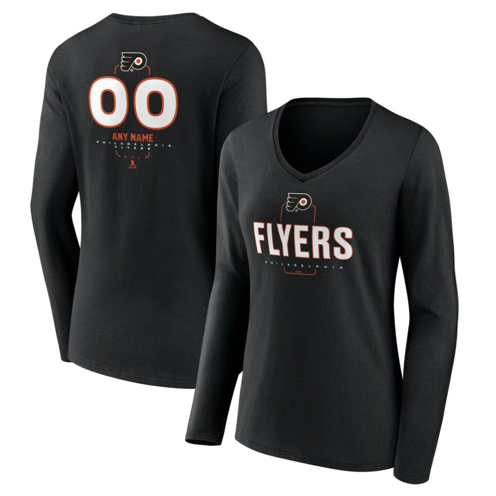 Philadelphia Flyers Women's Personalized Name & Number Midfielder Long Sleeve V-Neck T-Shirt