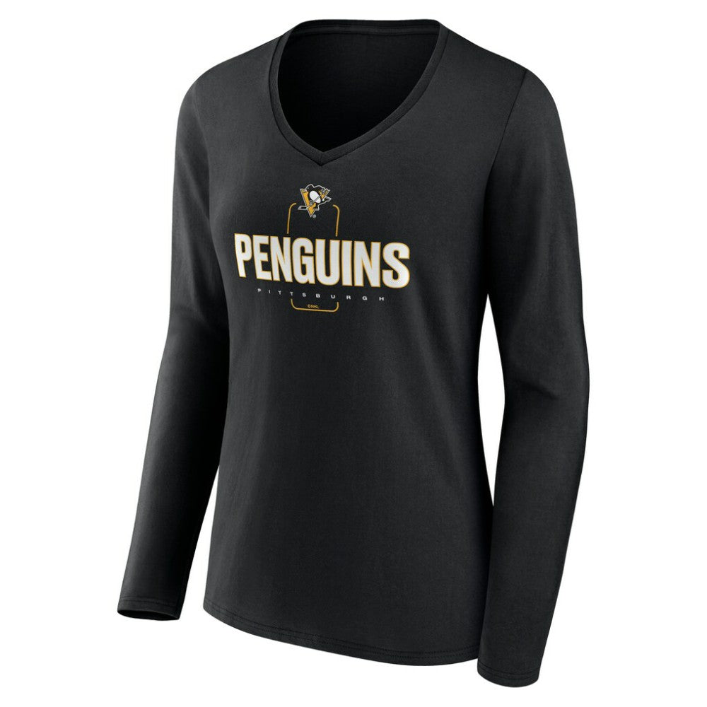 Pittsburgh Penguins Women's Personalized Name & Number Midfielder Long Sleeve V-Neck T-Shirt