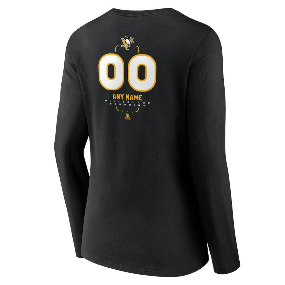 Pittsburgh Penguins Women's Personalized Name & Number Midfielder Long Sleeve V-Neck T-Shirt