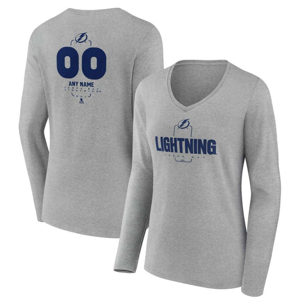 Tampa Bay Lightning Women's Personalized Name & Number Midfielder Long Sleeve V-Neck T-Shirt