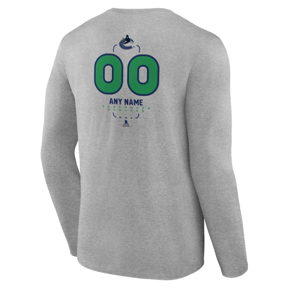 Vancouver Canucks Personalized Name & Number Midfielder Long Sleeve T-Shirt