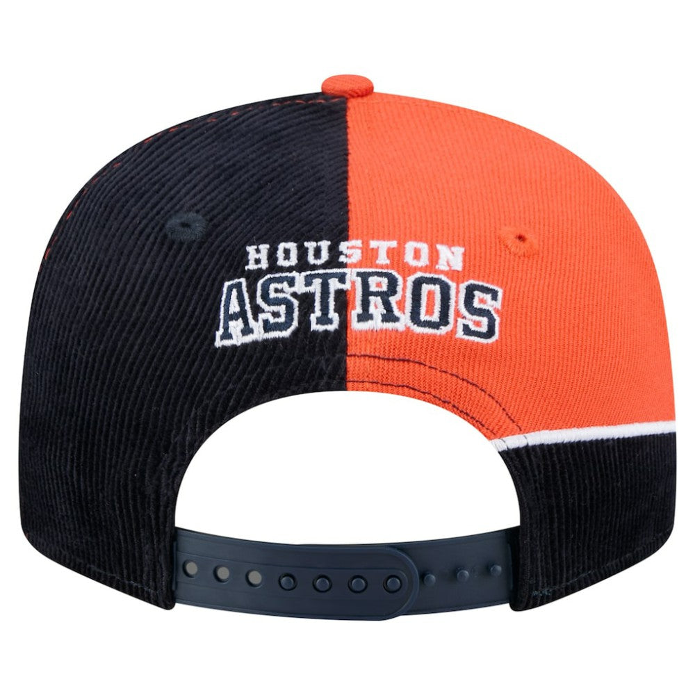 Houston Astros Retro Split Corduroy Snapback Hat - Navy/Orange | New Era