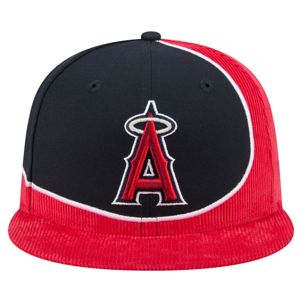 Los Angeles Angels Retro Split Corduroy Snapback Hat - Red/Navy | New Era