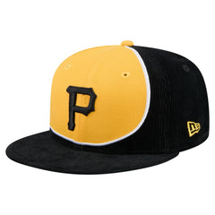 Pittsburgh Pirates Retro Split Corduroy Snapback Hat - Black/Gold | New Era