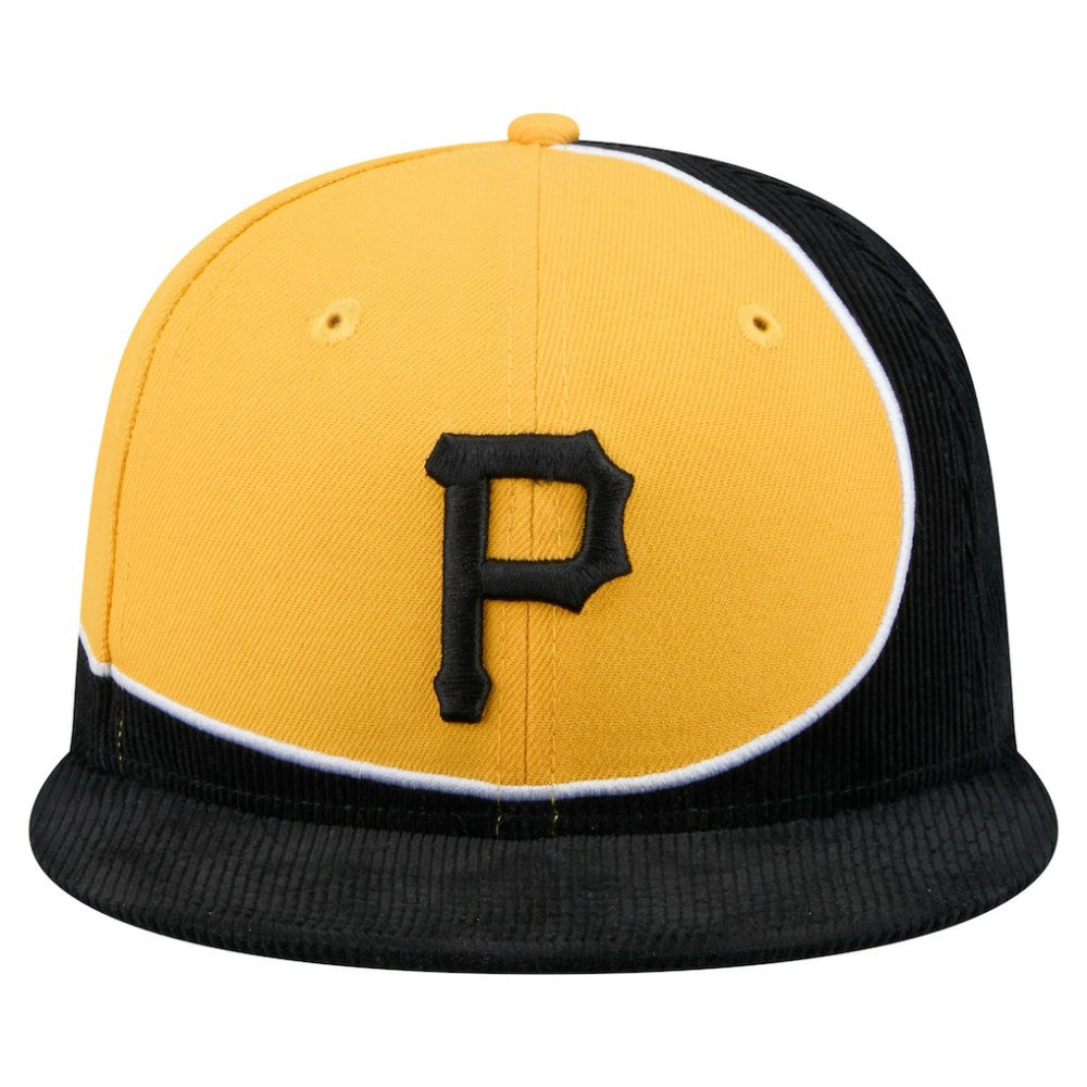 Pittsburgh Pirates Retro Split Corduroy Snapback Hat - Black/Gold | New Era
