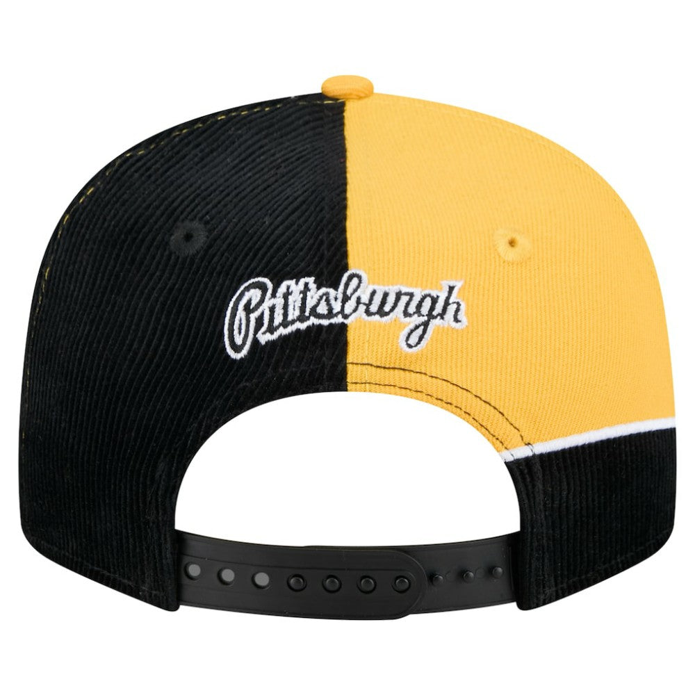 Pittsburgh Pirates Retro Split Corduroy Snapback Hat - Black/Gold | New Era