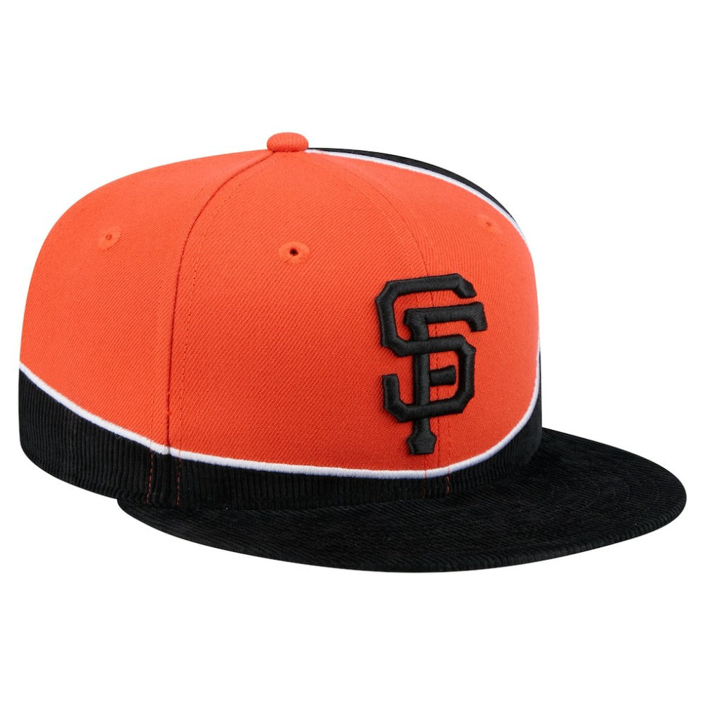 San Francisco Giants Retro Split Corduroy Snapback Hat - Black/Orange | New Era