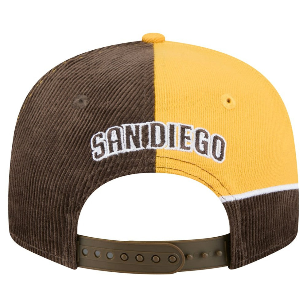 San Diego Padres Retro Split Corduroy Snapback Hat - Brown/Gold | New Era