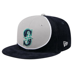 Seattle Mariners Retro Split Corduroy Snapback Hat - Navy/Gray | New Era