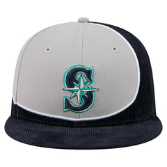Seattle Mariners Retro Split Corduroy Snapback Hat - Navy/Gray | New Era