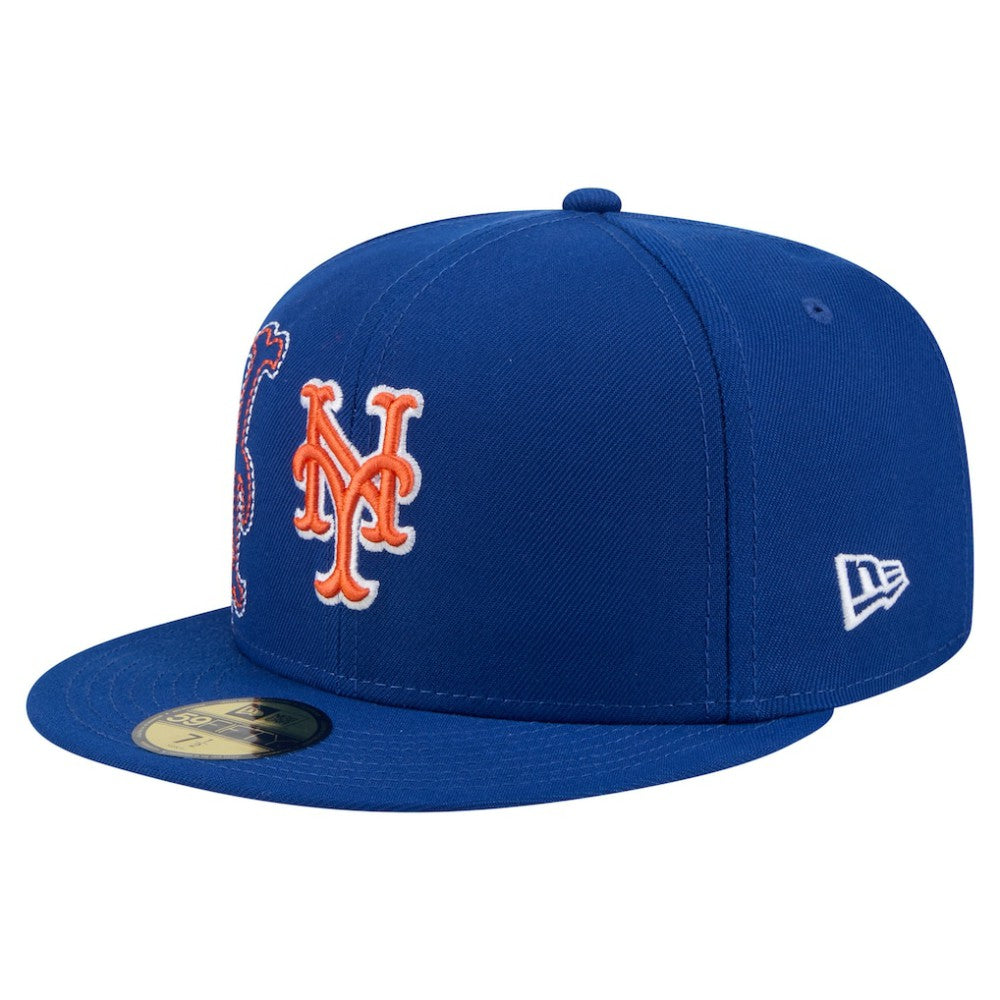 New York Mets Yarn Stitch 59FIFTY Fitted Hat - Royal | New Era