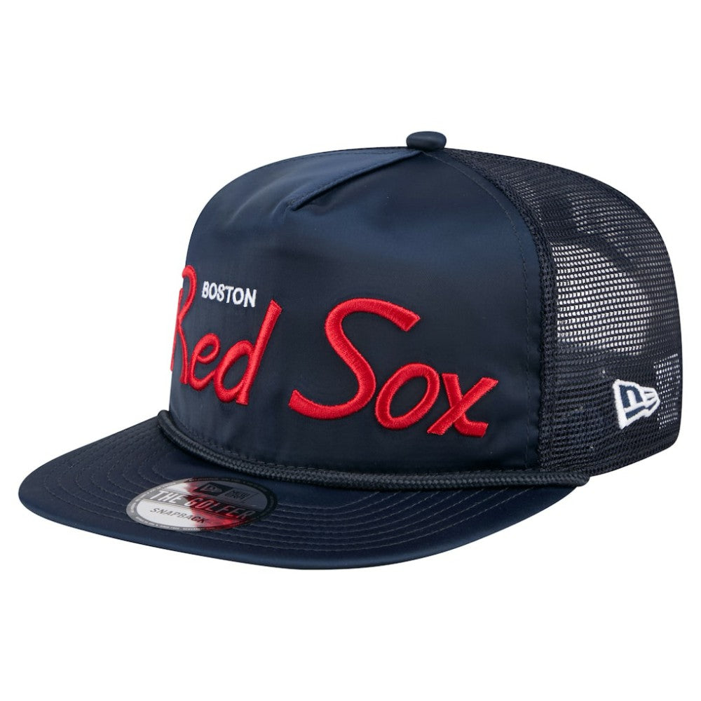 Boston Red Sox Retro Satin Script Golfer Adjustable Hat - Navy | New Era