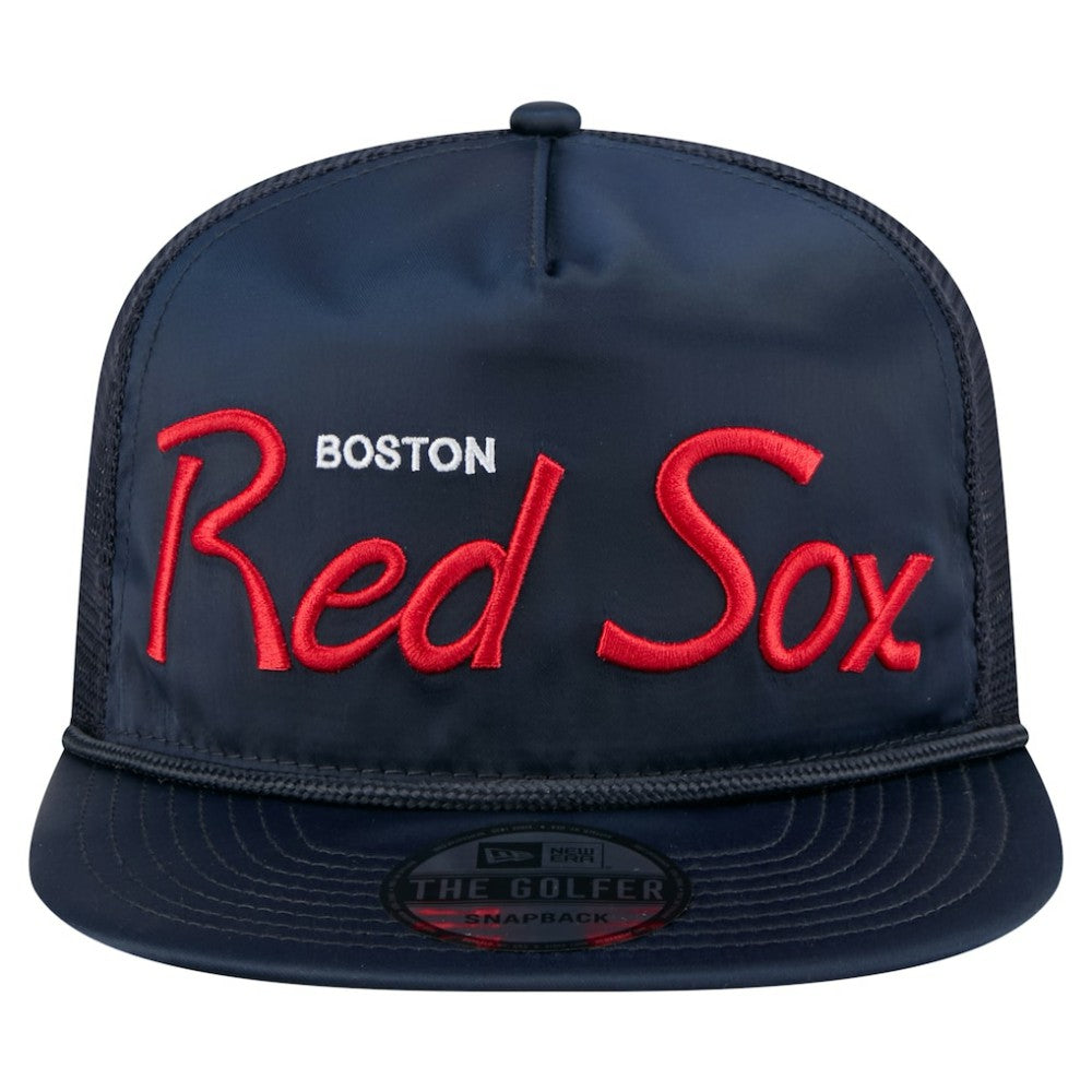 Boston Red Sox Retro Satin Script Golfer Adjustable Hat - Navy | New Era