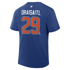 Leon Draisaitl Edmonton Oilers Fanatics Authentic Stack Name & Number T-Shirt