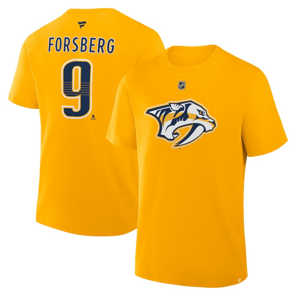 Filip Forsberg Nashville Predators Fanatics Authentic Stack Name & Number T-Shirt