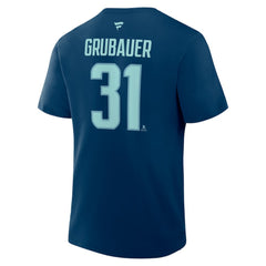 Philipp Grubauer Seattle Kraken Fanatics Authentic Stack Name & Number T-Shirt