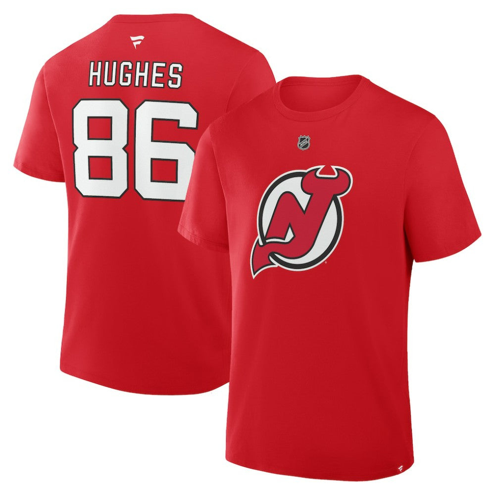 Jack Hughes New Jersey Devils Fanatics Authentic Stack Name & Number T-Shirt
