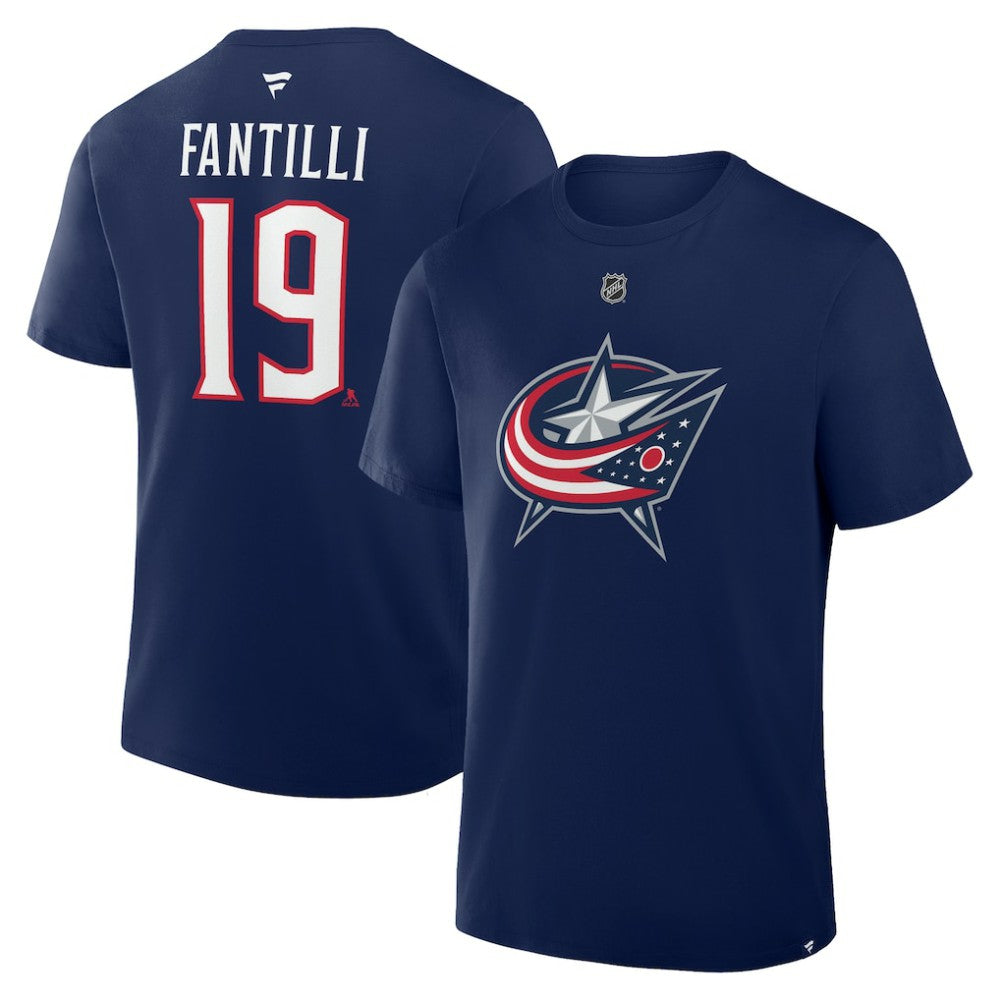 Adam Fantilli Columbus Blue Jackets Fanatics Authentic Stack Name & Number T-Shirt