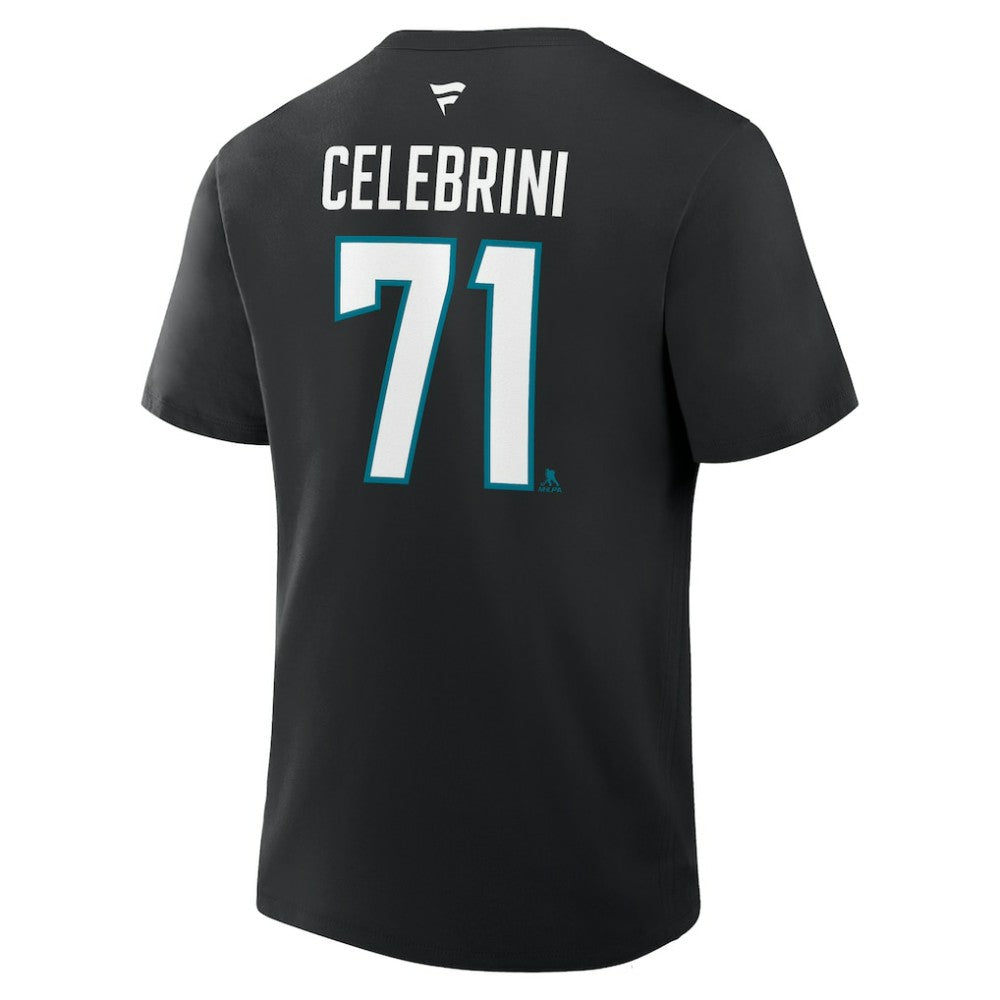 Macklin Celebrini San Jose Sharks Fanatics Authentic Stack Name & Number T-Shirt