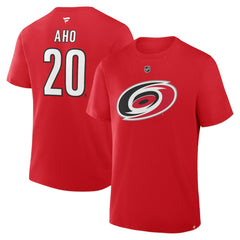 Sebastian Aho Carolina Hurricanes Fanatics Authentic Stack Name & Number T-Shirt