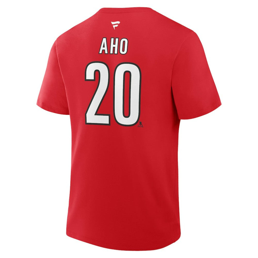 Sebastian Aho Carolina Hurricanes Fanatics Authentic Stack Name & Number T-Shirt