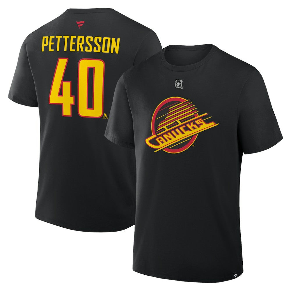 Elias Pettersson Vancouver Canucks Fanatics Authentic Stack Name & Number T-Shirt