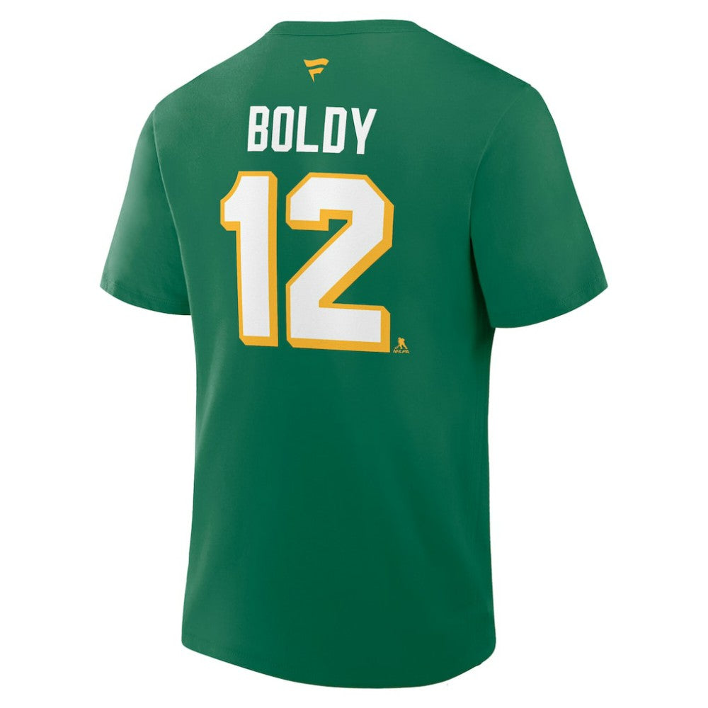 Matthew Boldy Minnesota Wild Fanatics Authentic Stack Name & Number T-Shirt