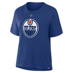 Leon Draisaitl Edmonton Oilers Fanatics Women's Authentic Stack Name & Number T-Shirt
