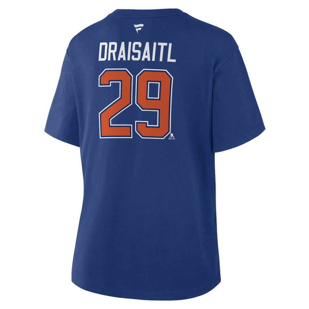 Leon Draisaitl Edmonton Oilers Fanatics Women's Authentic Stack Name & Number T-Shirt