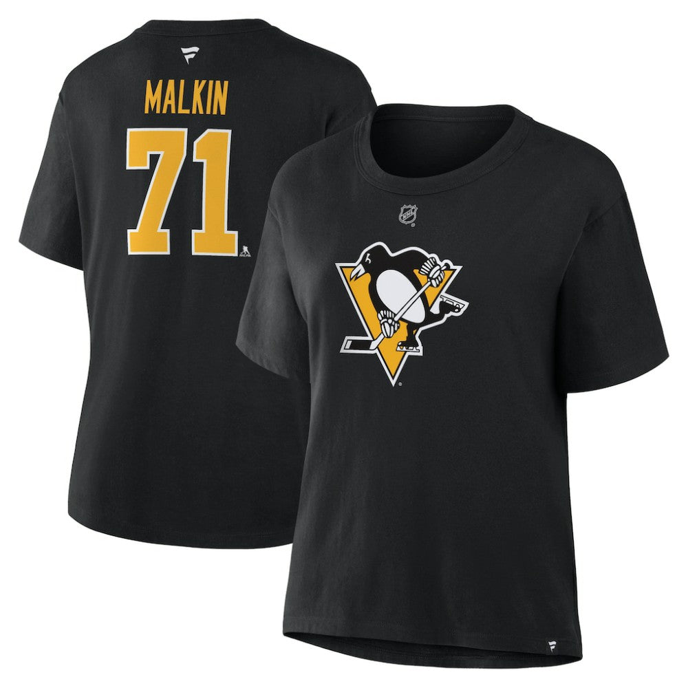 Evgeni Malkin Pittsburgh Penguins Fanatics Women's Authentic Stack Name & Number T-Shirt
