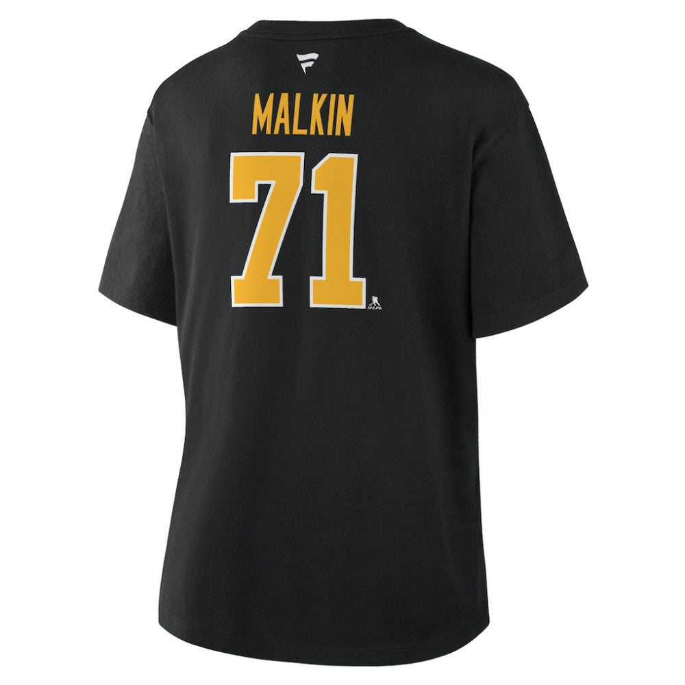 Evgeni Malkin Pittsburgh Penguins Fanatics Women's Authentic Stack Name & Number T-Shirt