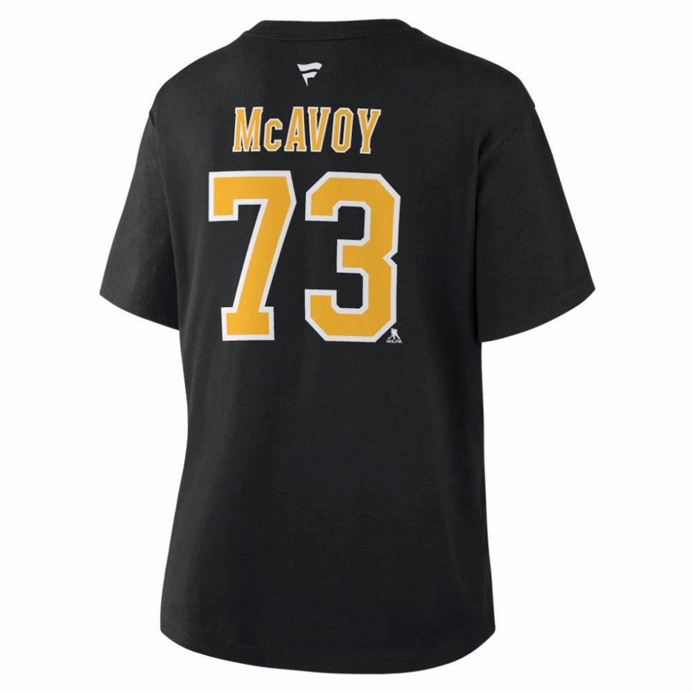 Charlie McAvoy Boston Bruins Fanatics Women's Authentic Stack Name & Number T-Shirt
