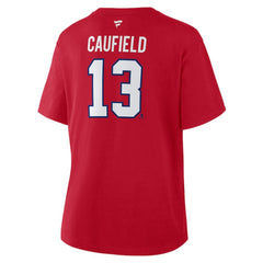 Cole Caufield Montreal Canadiens Fanatics Women's Authentic Stack Name & Number T-Shirt