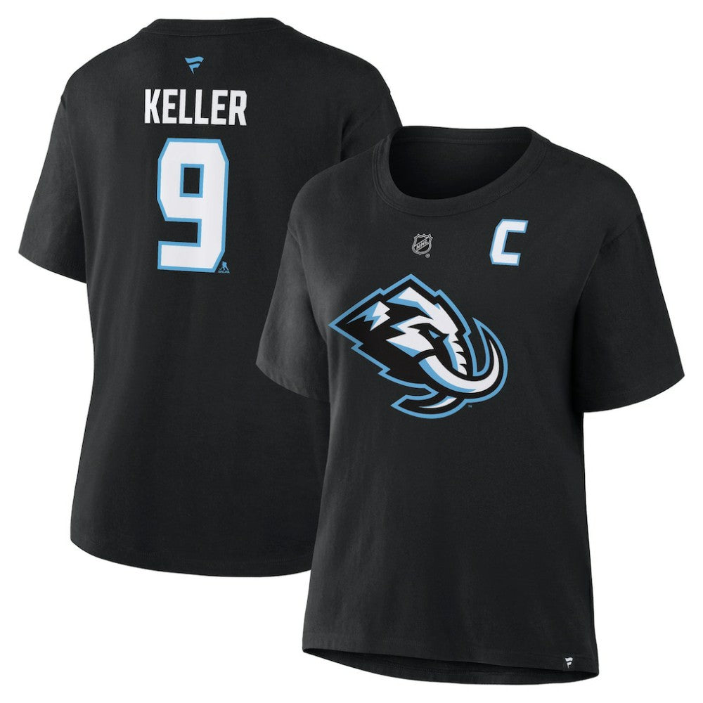 Clayton Keller Utah Mammoth Fanatics Women's Authentic Stack Name & Number T-Shirt