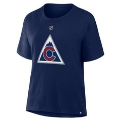 Nathan MacKinnon Colorado Avalanche Fanatics Women's Authentic Stack Name & Number T-Shirt