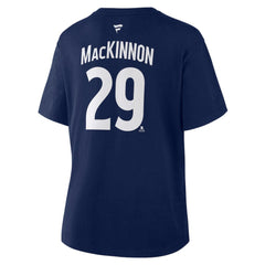 Nathan MacKinnon Colorado Avalanche Fanatics Women's Authentic Stack Name & Number T-Shirt